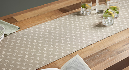 Bee Print Table Runner - Natural