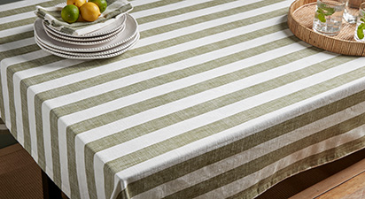 Wide Stripe Tablecloth - Olive 150x240cm