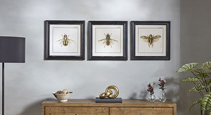 Bee Prints with Black frame Set of 3