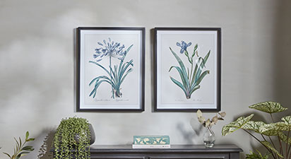 Set of 2 Iris Agapanthus Prints with Black Frame
