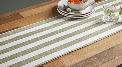 Wide Stripe Table Runner - Olive