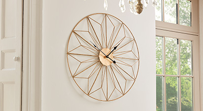 Geo Gold Metal Round Wall Clock