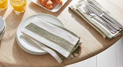Wide Stripe Napkin Olive - Set of 4