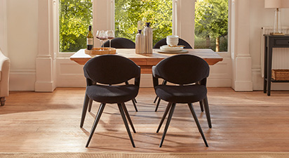 Jackson & Bonnie 4 Seat Extending Dining Set - Black Boucle