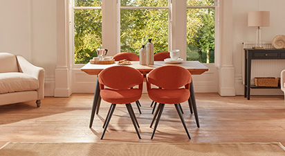 Jackson & Bonnie 4 Seat Extending Dining Set - Rust Boucle