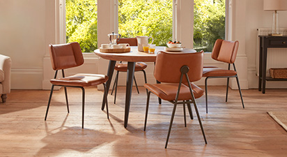 Jackson & Tyler 4 Seat Round Dining Set - Faux Leather Tan