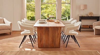Ellen & Bonnie 6 Seat Dining Set - Soft White Boucle