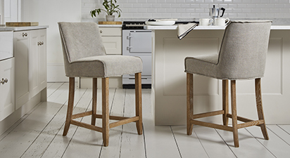 Heddon Linen Bar Stools Grey - Set of 2