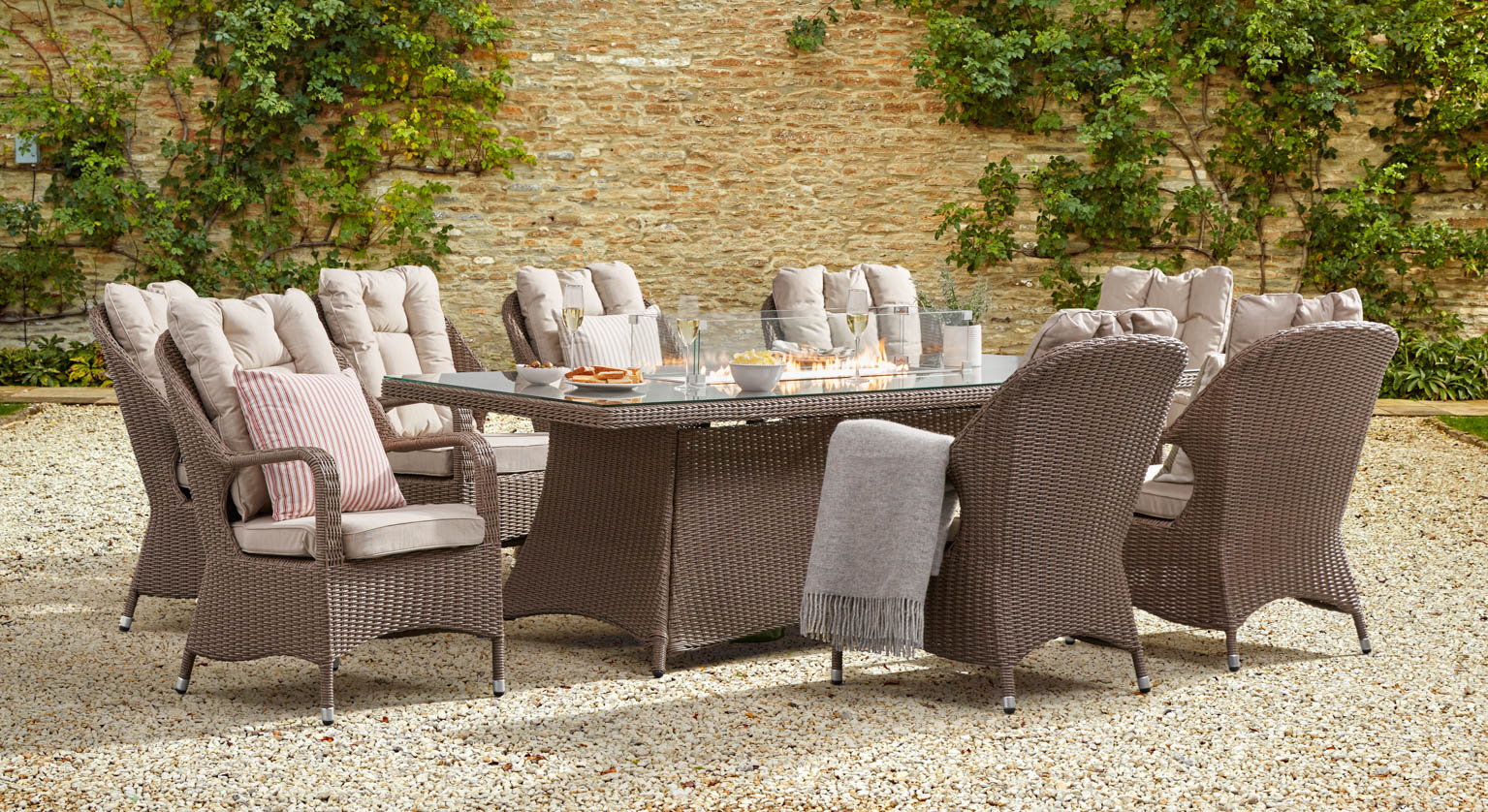 Eton 8SF - 8 Seat Firepit Dining Set