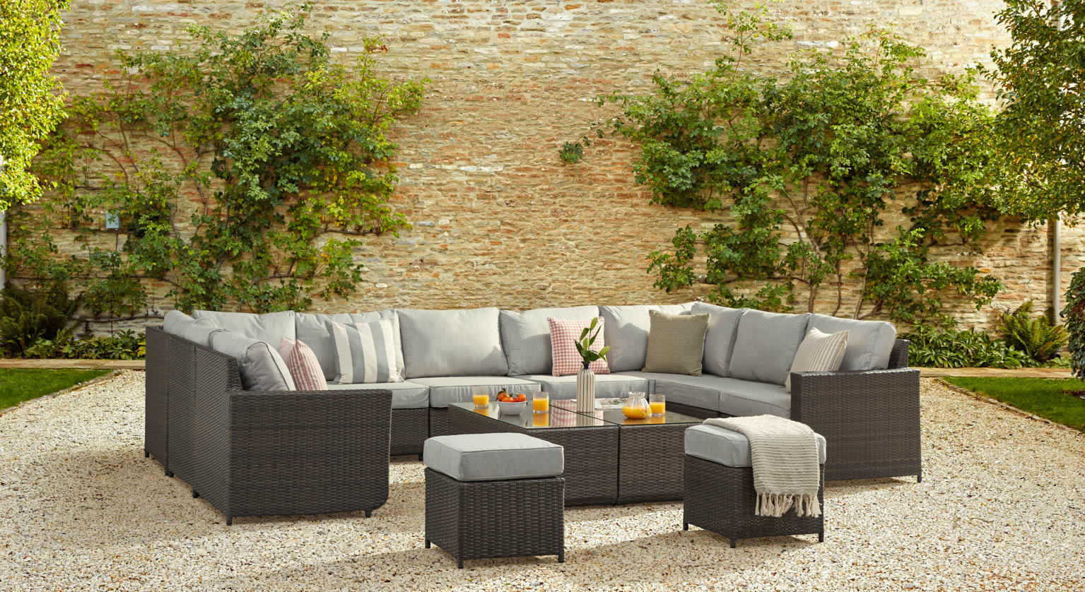 HALO 5a - U Shaped Sofa with 2 x Coffee Tables - Mixed Grey