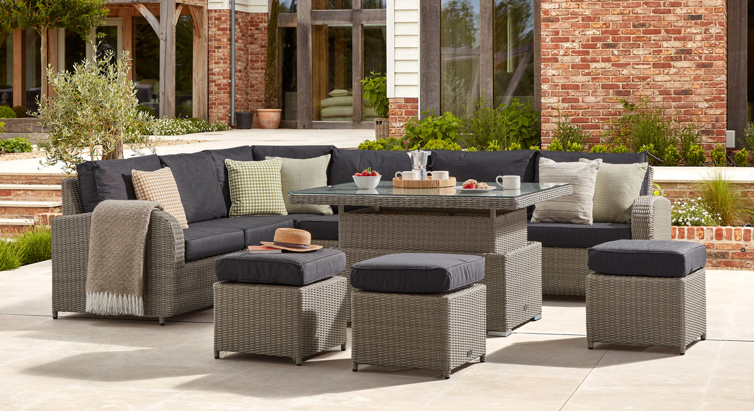 Ledbury 2H - Extended Corner Sofa with Rising Table and Footstools