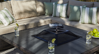 4 SEAT SQUARE CHARCOAL FIREPIT TABLE - BROWN
