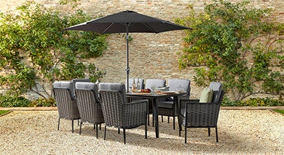 Talia 8S - 8 Seat Dining Set with Parasol