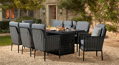 Talia 8SF - 8 Seat Gas Fire Pit Dining Set