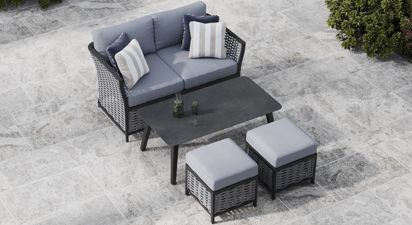 Talia 10A - 2 Seat Sofa and Coffee Table with Footstools