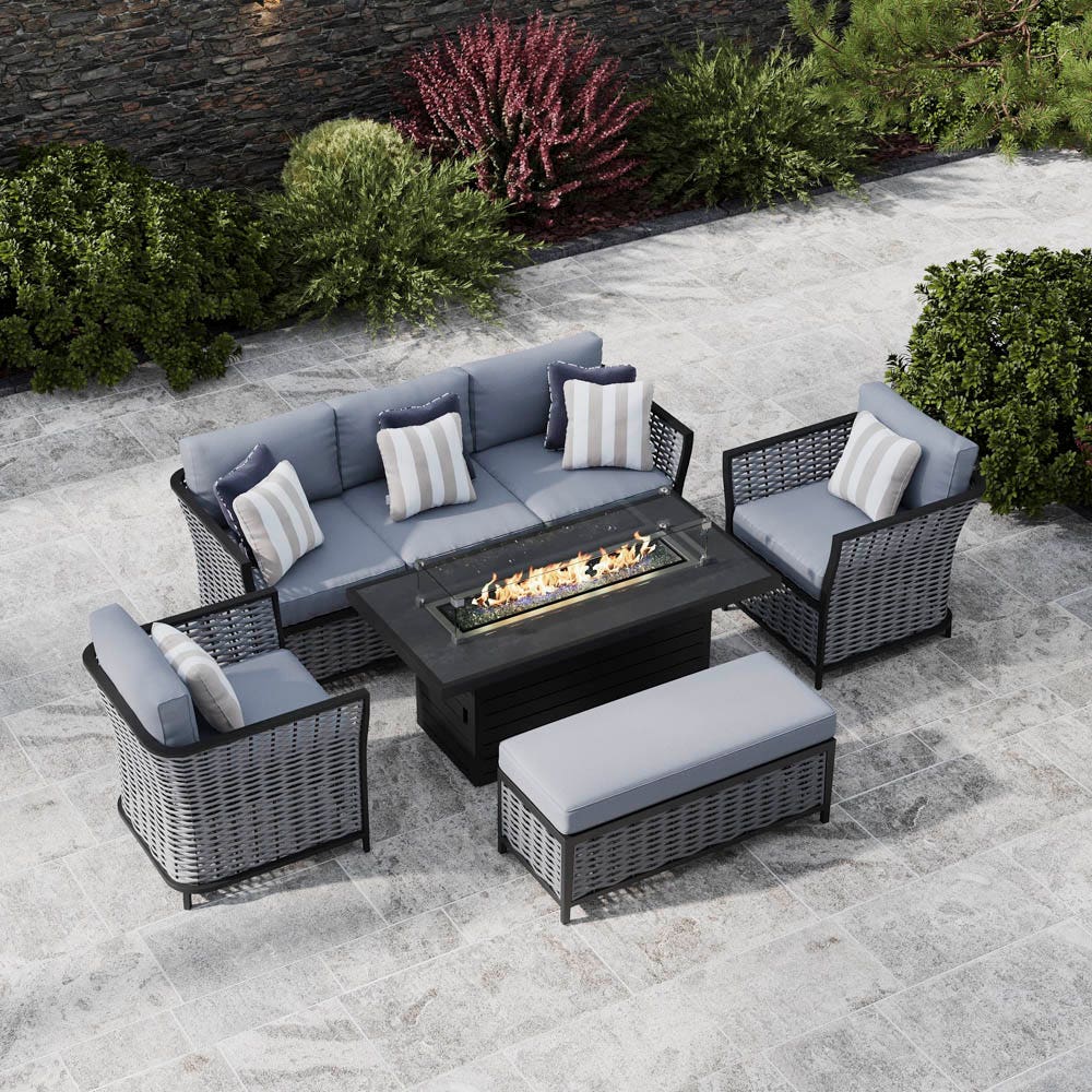 Talia 11d With 3 Seat Sofa Set Gas Fire Pit Coffee Table Bench