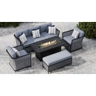 Talia 11D - 3 Seat Sofa Set and Gas Fire Pit Coffee Table with Bench
