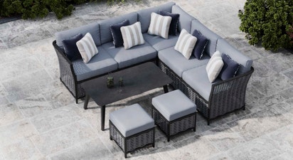 Talia 1B - Corner Sofa with Coffee Table and Footstools