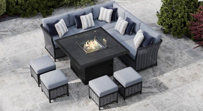 Talia 1G - Corner Sofa with Gas Fire Pit Dining Table