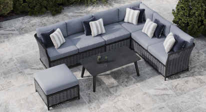 Talia 2A - Extended Corner Sofa with Coffee Table and Pouf