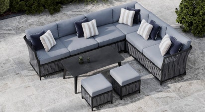 Talia 2B - Extended Corner Sofa with Coffee Table and Footstools