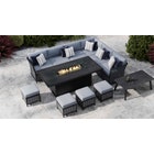 Talia 2G - Extended Corner Sofa with Gas Fire Pit Dining Table and Footstools