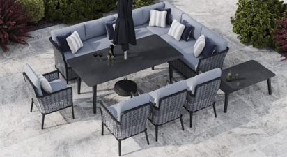 Talia 2L - Extended Corner Sofa and 4 Seat Dining Set