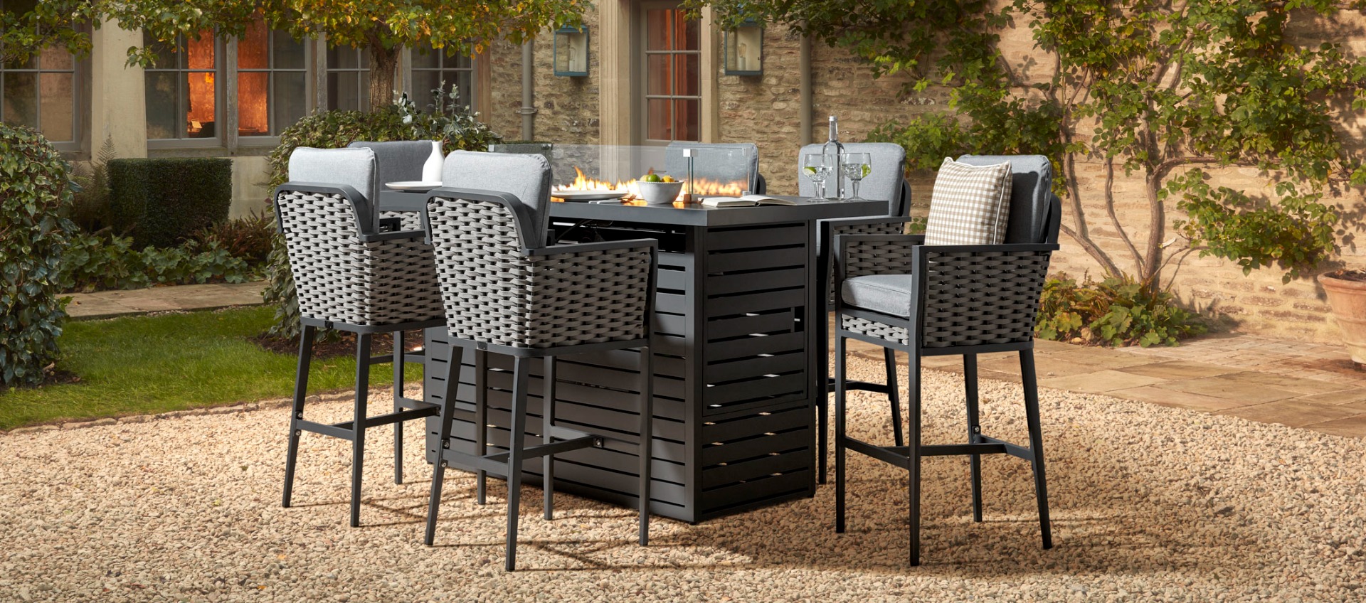 Talia Bar Table 6G 6 Seat Bar Table with Gas Fire Pit