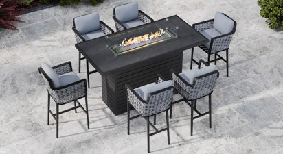 Talia Bar Table 6G - 6 Seat Bar Table with Gas Fire Pit