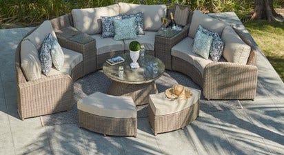 Arc 17 - Half Moon Sofa with Coffee Table, Footstools and Drinks Coolers
