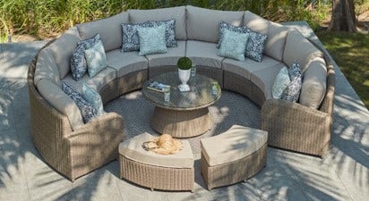 Arc 18 - Half Moon Sofa with Coffee Table and Footstools