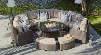 Arc 19 - Half Moon Sofa with Coffee Gas Firepit Table
