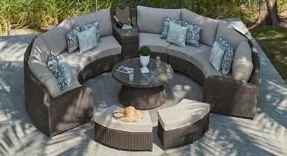 Arc 20 - Half Moon Sofa with Footstools and Drinks Armrests