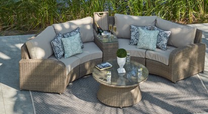 Rattan half moon sofa set sale