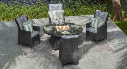 Round fire store pit dining table