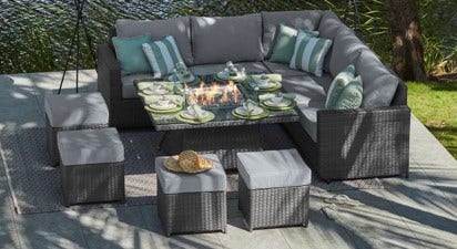 Halo 1E - Corner Sofa with Gas Fire Pit Coffee Table
