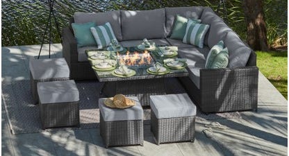 Halo 1G - Corner Sofa with Gas Fire Pit Dining Table