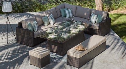 Halo 2V - Extended Corner Sofa and Dining Fire Pit