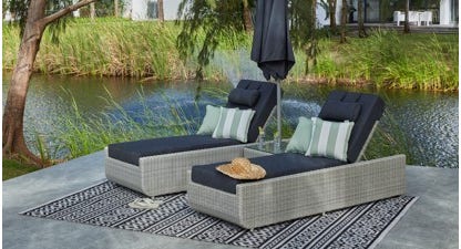 VIDA - 2 x Sun Loungers with Side Table & Parasol