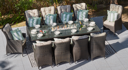 Turnbury 10SF - 10 Seat Firepit Dining Table with Drinks Cooler