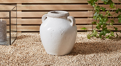 Large White Stone Rounded Vase