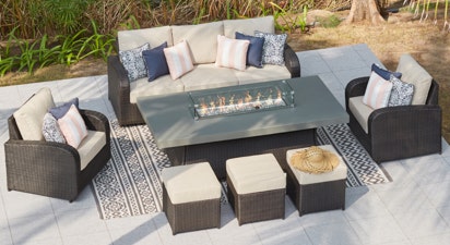 Windsor 28 -3 Seat Sofa with Armchair and Gas Fire Pit Dining Table