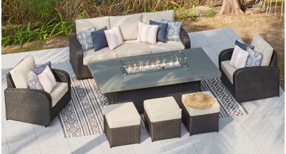 Windsor 28 -3 Seat Sofa with Armchair and Gas Fire Pit Dining Table