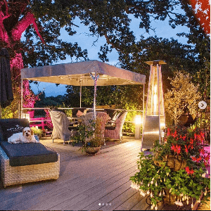 Patio heater & nice view of dining table image